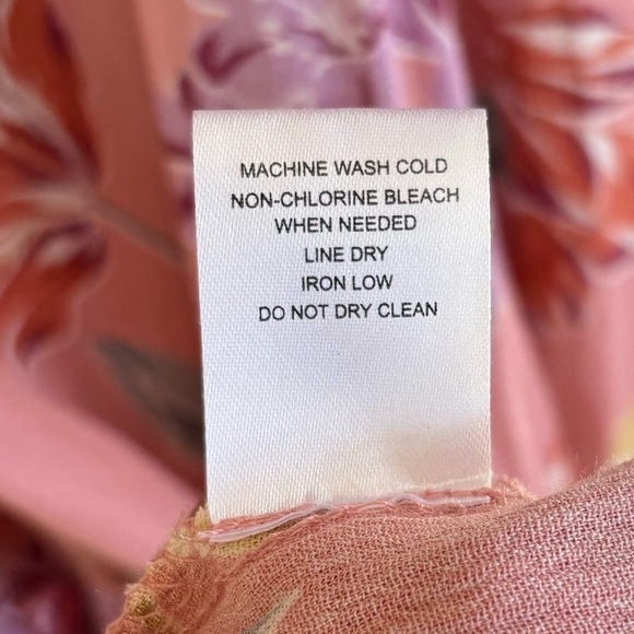 BeBop Pink Floral Midi Dress Size XL Button Down V Neck Short Sleeve Hi Low Hem - Picture 6 of 8